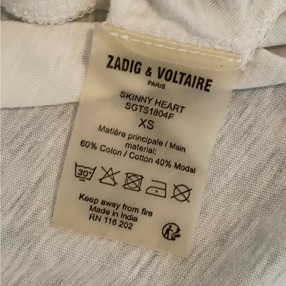 Zadig & Voltaire White Tee with Red Hearts - Picture 6 of 8